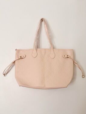 Elegant Blush Pink Embossed Tote Bag with Gold Accents
